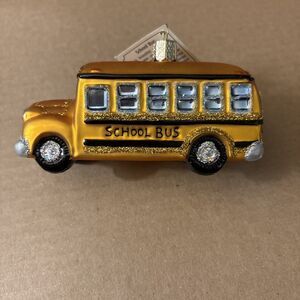OLD WORLD CHRISTMAS~OWC 2003 SCHOOL BUS Glass Ornament
